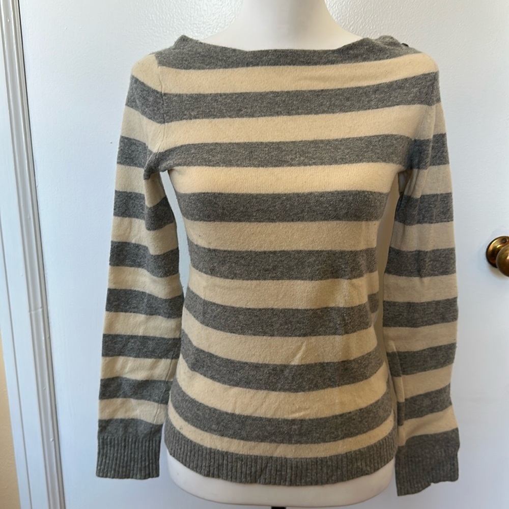 Jcrew striped wool cashmere blend sweater